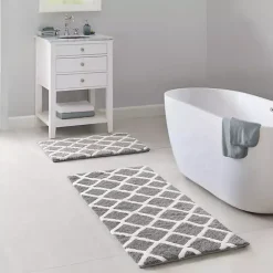 Kirklands Home Gray Geometric Pattern Reversible Bath Mat, 60 in. Sale