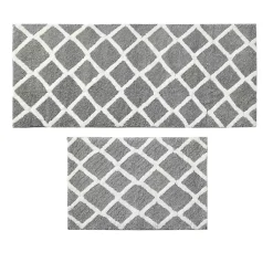 Kirklands Home Gray Geometric Pattern Reversible Bath Mat, 60 in. Sale