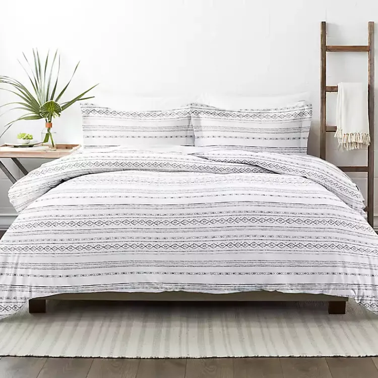 Kirklands Home Gray Geometric 3-pc. King Duvet Cover Set Sale