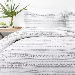 Kirklands Home Gray Geometric 3-Pc. Queen Duvet Cover Set Hot