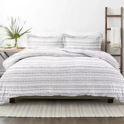 Kirklands Home Gray Geometric 3-Pc. Queen Duvet Cover Set Hot