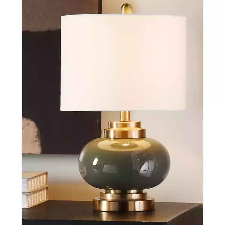 Kirklands Home Gray Glass and Copper Metal Table Lamp White Online