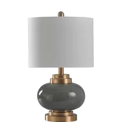 Kirklands Home Gray Glass and Copper Metal Table Lamp White Online