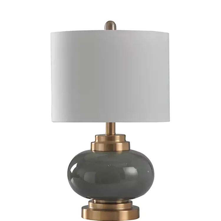Kirklands Home Gray Glass and Copper Metal Table Lamp White Online