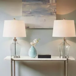 Kirklands Home Gray Glass Bold Table Lamps, Set of 2 White Best