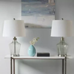 Kirklands Home Gray Glass Bold Table Lamps, Set of 2 White Best