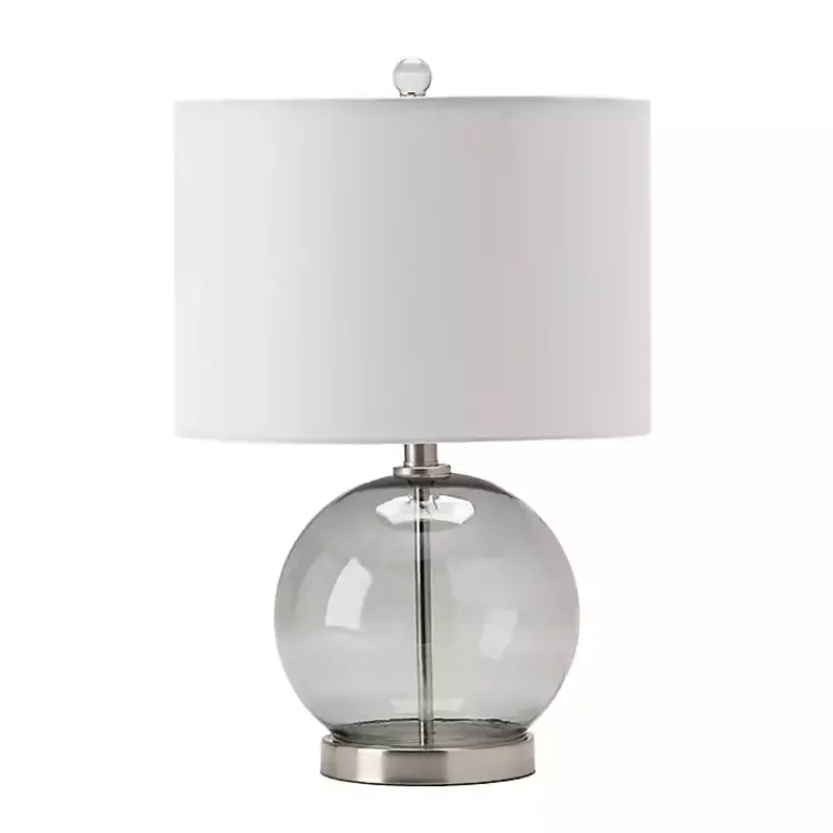 Kirklands Home Gray Glass Globe Table Lamp White Best