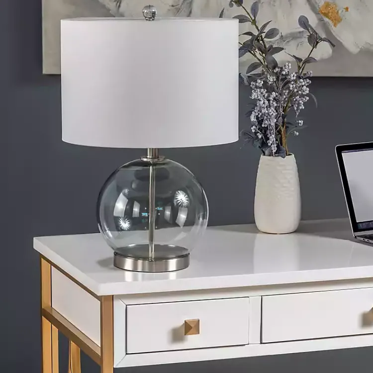 Kirklands Home Gray Glass Globe Table Lamp White Best