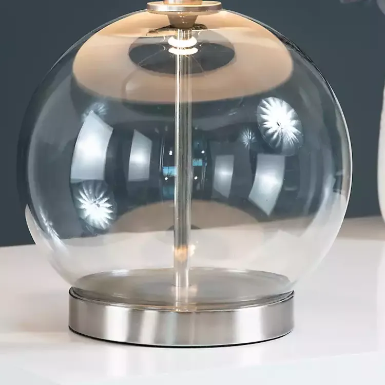 Kirklands Home Gray Glass Globe Table Lamp White Best