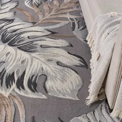 Kirklands Home Gray Grand Leaf Coastal Area Rug, 7x9 Sale