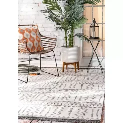 Kirklands Home Gretchen Tribal Outdoor Area Rug, 5x8 Gray