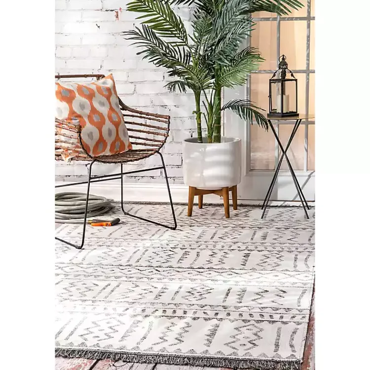Kirklands Home Gretchen Tribal Outdoor Area Rug, 5x8 Gray