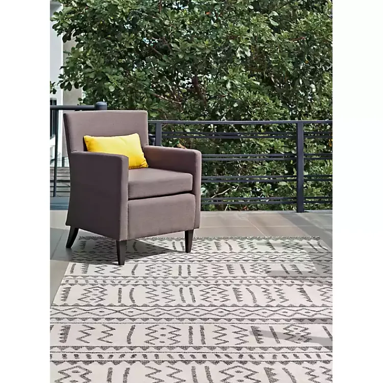 Kirklands Home Gretchen Tribal Outdoor Area Rug, 5x8 Gray