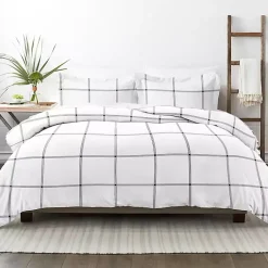 Kirklands Home Gray Grid Plaid 3-pc. Micro Queen Duvet Cover Set Discount