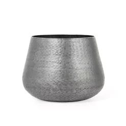 Kirklands Home Gray Hammered Metal Retta Planter Best