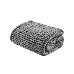 Blankets & Throws>Kirklands Home Hand Made Chunky Double Knit Throw Blanket Gray