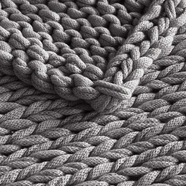 Blankets & Throws>Kirklands Home Hand Made Chunky Double Knit Throw Blanket Gray