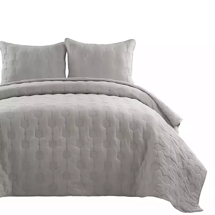 Kirklands Home Hexagon Honeycomb 3-pc. Cali King Quilt Set Gray Hot