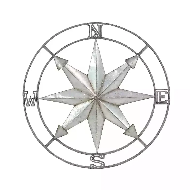 Kirklands Home Gray Iron Compass Outdoor Plaque Silver Hot