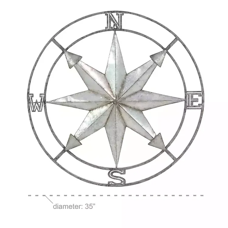 Kirklands Home Gray Iron Compass Outdoor Plaque Silver Hot