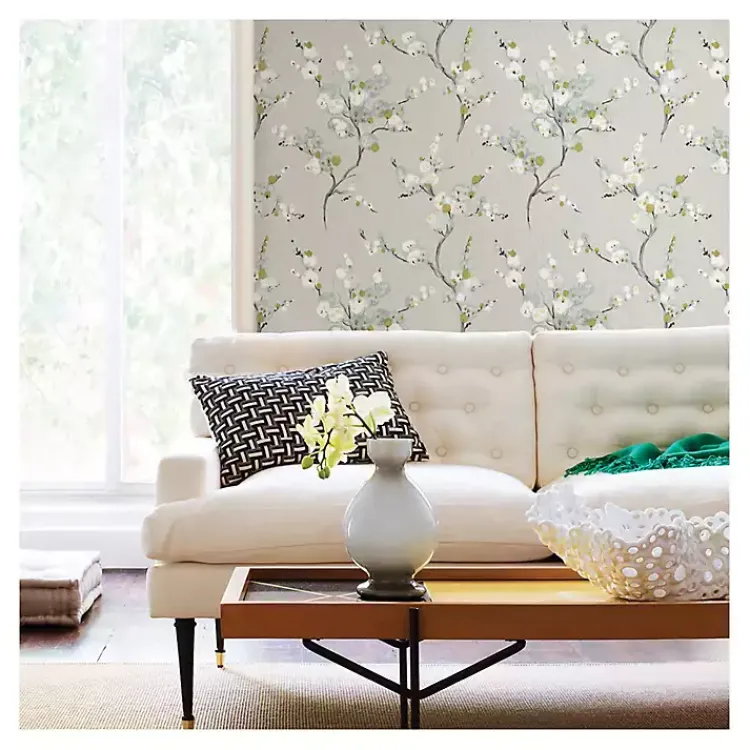 Kirklands Home Gray Japanese Blossom Peel & Stick Wallpaper Clearance