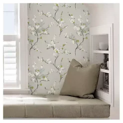 Kirklands Home Gray Japanese Blossom Peel & Stick Wallpaper Clearance