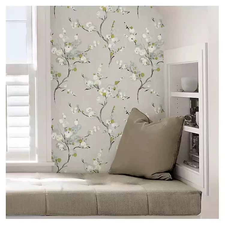 Kirklands Home Gray Japanese Blossom Peel & Stick Wallpaper Clearance