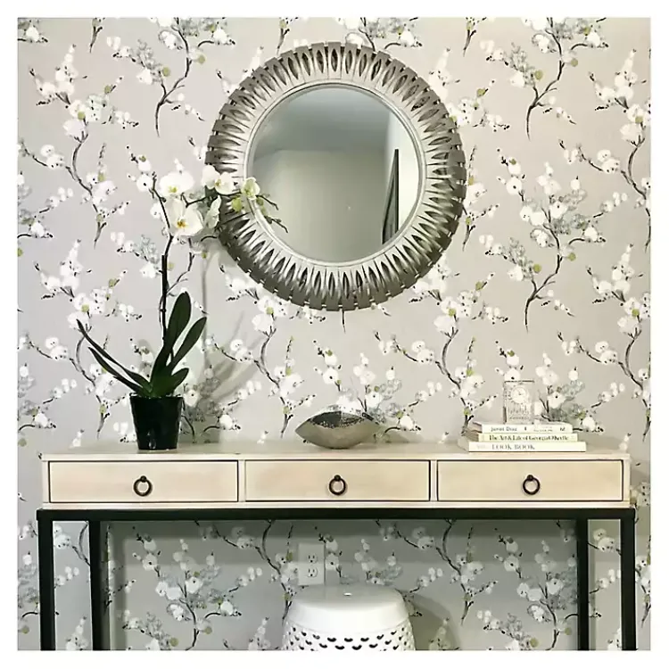Kirklands Home Gray Japanese Blossom Peel & Stick Wallpaper Clearance