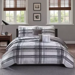 Kirklands Home Jax Plaid 5-pc. Full/Queen Comforter Set Gray New