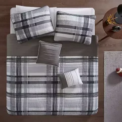 Kirklands Home Jax Plaid 5-pc. Full/Queen Comforter Set Gray New