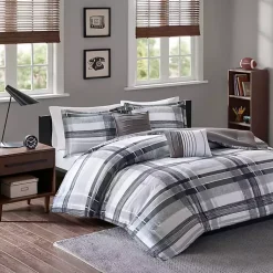 Kirklands Home Jax Plaid 4-pc. Twin/Twin XL Comforter Set Gray New