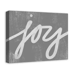 Christmas Art & Wall Decor>Kirklands Home Joy Script Canvas Art Print Gray