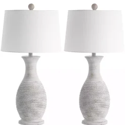 Kirklands Home Gray Jug Base Table Lamps, Set of 2 White Outlet