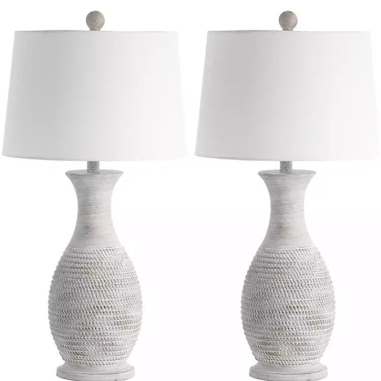 Kirklands Home Gray Jug Base Table Lamps, Set of 2 White Outlet