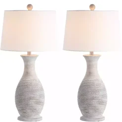 Kirklands Home Gray Jug Base Table Lamps, Set of 2 White Outlet