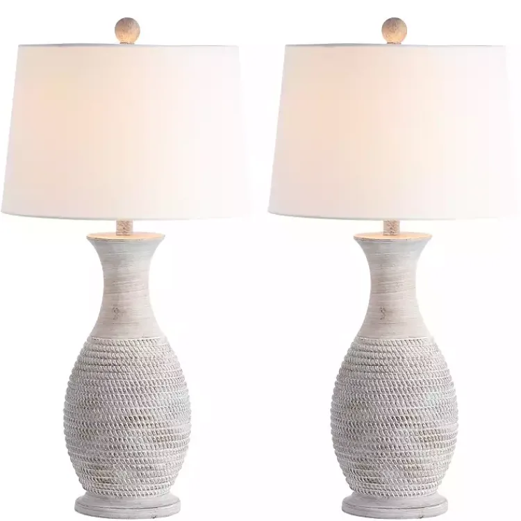 Kirklands Home Gray Jug Base Table Lamps, Set of 2 White Outlet