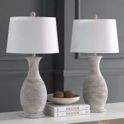 Kirklands Home Gray Jug Base Table Lamps, Set of 2 White Outlet