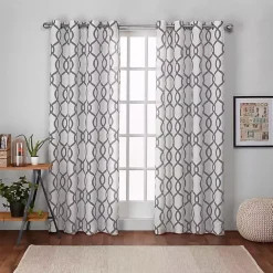 Kirklands Home Gray Kenzie Curtain Panel Set, 96 in Outlet