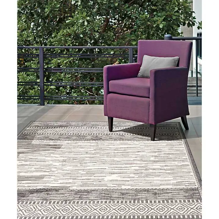 Kirklands Home Lana Stripe Outdoor Rug, 7x10 Gray Best