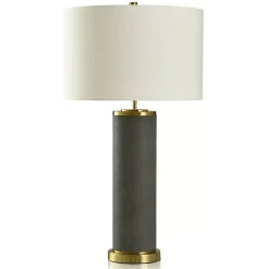 Kirklands Home Leather and Gold Table Lamp Gray Outlet