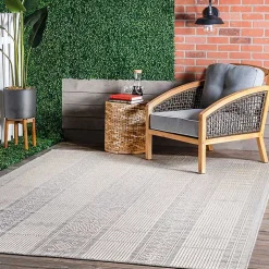 Kirklands Home Gray Lee Global Stripes Outdoor Area Rug, 5x8 Outlet