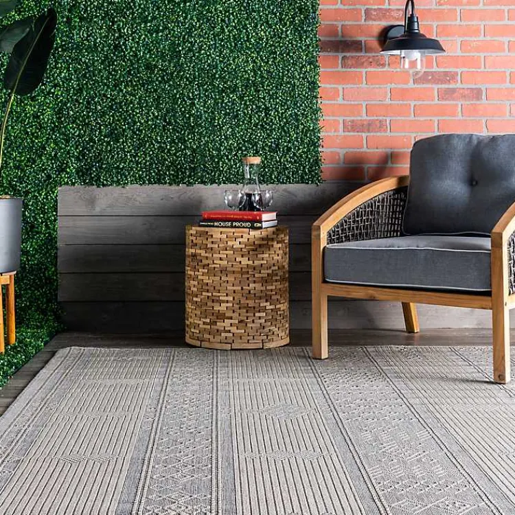 Kirklands Home Gray Lee Global Stripes Outdoor Area Rug, 5x8 Outlet
