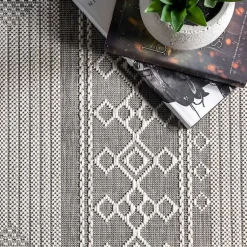Kirklands Home Gray Lee Global Stripes Outdoor Area Rug, 5x8 Outlet