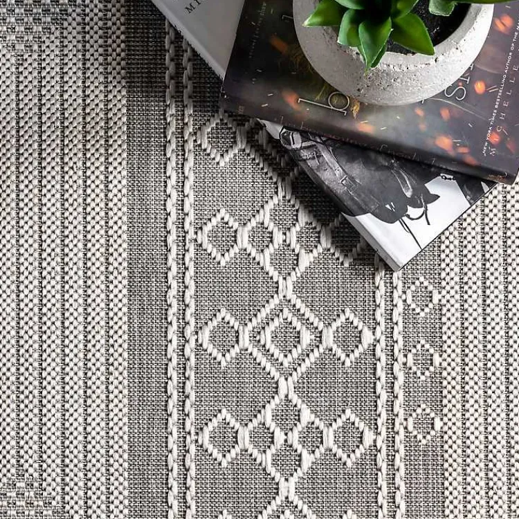 Kirklands Home Gray Lee Global Stripes Outdoor Area Rug, 5x8 Outlet