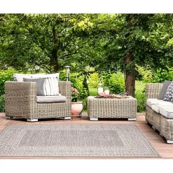 Kirklands Home Leopard Border Outdoor Area Rug, 5x7 Gray Clearance