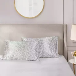 Kirklands Home Gray Leopard Satin King 2-pc. Pillow Case Set Clearance