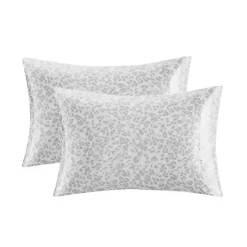Kirklands Home Gray Leopard Satin King 2-pc. Pillow Case Set Clearance