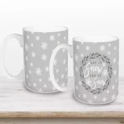 Christmas Dining & Entertaining>Kirklands Home Gray Let it Snow Christmas Mugs, Set of 2