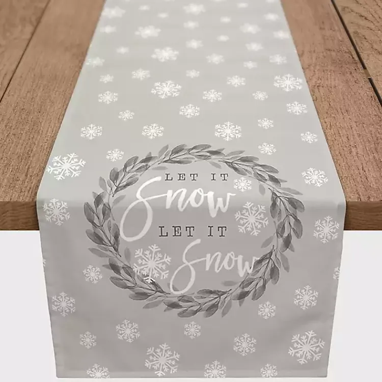 Christmas Dining & Entertaining>Kirklands Home Let It Snow Table Runner, 90 in. Gray