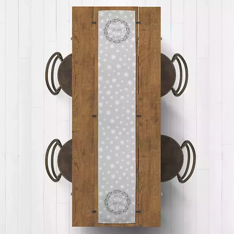 Christmas Dining & Entertaining>Kirklands Home Let It Snow Table Runner, 90 in. Gray